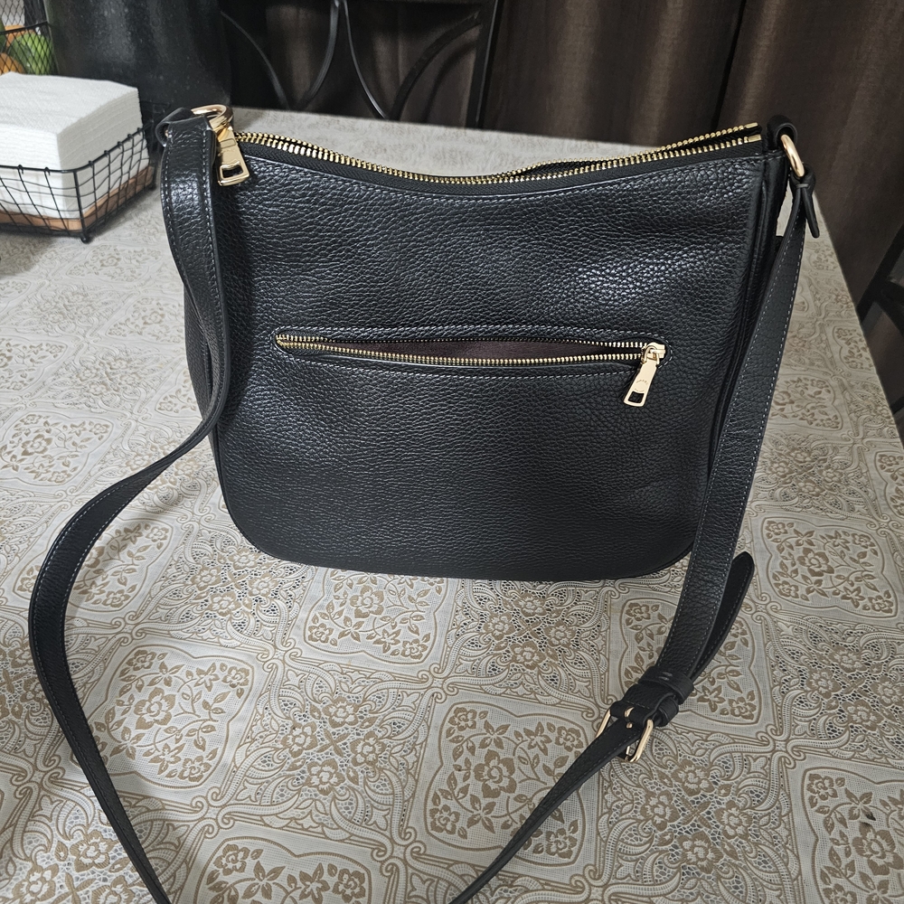 Coach Black Pebbled Leather Shoulder Bag with Gold Accents - Picture 4 of 4
